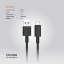 Porodo USB-A to Lightning Durable Charging Cable Black - سلك شحن ايفون - بورودو - طول 1.2 سم - كفالة 24 شهر