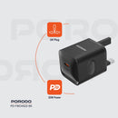 Porodo USB-C Power Delivery Wall Charger - Black - شاحن حائط - قوة 20 واط - منفذ تايب سي  للشحن السريع  - كفالة 12 شهر