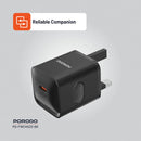 Porodo USB-C Power Delivery Wall Charger - Black - شاحن حائط - قوة 20 واط - منفذ تايب سي  للشحن السريع  - كفالة 12 شهر