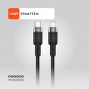 Porodo USB-C to Lightning Aluminum Braided Cable 1.2M - سلك شحن - برودو - ايفون تايب سي - طول 1.2 متر - كفالة 12 شهر