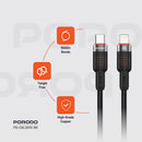 Porodo USB-C to Lightning Aluminum Braided Cable 1.2M - سلك شحن - برودو - ايفون تايب سي - طول 1.2 متر - كفالة 12 شهر