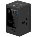 Porodo Universal GaN Multi-Port Cube Adapter with 4 AC Sockets - Black [O] - موزع شحن  - 4 منافذ للشحن السريع - 4 منافذ للكهرباء - كيبل طول 2 متر - قوة 30 واط - كفالة 24 شهر