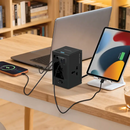 Porodo Universal GaN Multi-Port Cube Adapter with 4 AC Sockets - Black [O] - موزع شحن  - 4 منافذ للشحن السريع - 4 منافذ للكهرباء - كيبل طول 2 متر - قوة 30 واط - كفالة 24 شهر