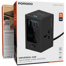 Porodo Universal GaN Multi-Port Cube Adapter with 4 AC Sockets - Black [O] - موزع شحن  - 4 منافذ للشحن السريع - 4 منافذ للكهرباء - كيبل طول 2 متر - قوة 30 واط - كفالة 24 شهر