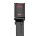 Porodo Universal Travel Pocket Charger - Black  - شاحن حائط دولي - منفذين للشحن الذكي والسريع - قوة 35 واط - كفالة 24 شهر