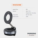 Porodo Vacuseal Rotate-Lock MagSafe Mount - Black [O] - ستاند سيارة مناسب لجميع انواع الاجهزة - شفط بدون شحن - بورودو