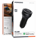 Porodo Velano Car Charger with Dual USB-C Ports - Black [O] - شاحن سيارة - خاصية التتبع للاندرويد والايفون - منفذين تايب سي - قوة 30 واط - كفالة 12 شهر