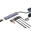 Porodo Blue 7in1 Hub HDMI 2XUSB-A 2XUSB-C SD MicroSD - وصلة تايب سي - 7 في 1 - لاجهزة الايباد برو والماك بوك - متعددة الاستخدام - كفالة 18 شهر