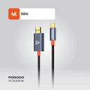 Porodo Woven Cable Type-C to HDMI - Black [O]- وصلة تلفزيون لاجهزة الاندرويد و ايفون 15/16 - تايب سي - من الجهاز الى التلفزيون مباشرة