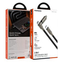 Porodo 2-In-1 100W Braided Cable - Black - سلك شحن - بورودو - 2 في 1 - تايب سي الي  تايب سي + ايفون - طول 1 متر - قوة 100 واط - كفالة 12 شهر