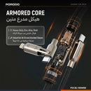 Porodo 2-In-1 100W Braided Cable - Black - سلك شحن - بورودو - 2 في 1 - تايب سي الي  تايب سي + ايفون - طول 1 متر - قوة 100 واط - كفالة 12 شهر