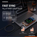 Porodo 2-In-1 100W Braided Cable - Black - سلك شحن - بورودو - 2 في 1 - تايب سي الي  تايب سي + ايفون - طول 1 متر - قوة 100 واط - كفالة 12 شهر