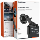 Porodo Clavomag Adjustable Magsafe Car Mount - Black  - ستاند سيارة للشاشة - دوران 360 درجة - ماغ سيف