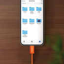 Porodo High-Speed USB-C Braided Cable Charging & Data Transfer - Orange -  سلك شحن - بورودو - تايب سي الي  تايب سي - طول 1 متر - قوة 60 واط - كفالة 12 شهر