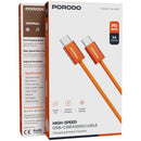 Porodo High-Speed USB-C Braided Cable Charging & Data Transfer - Orange -  سلك شحن - بورودو - تايب سي الي  تايب سي - طول 1 متر - قوة 60 واط - كفالة 12 شهر
