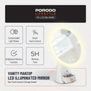 Porodo lifestyle Led Illuminated Mirror - White/Rose Gold - مرايا مع اضاءة ميك اب - 2 درج لتنظيم اغراض الميك اب - بورودو - كفالة 24 شهر