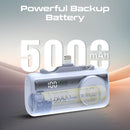 Promate Power Bank, 5000mAh Mini 20W USB-C - Lightning , Apple Watch Charger - LED Display Blue -  بطارية متنقلة - مع شاحن تايب سي + شاحن ايفون - سعة 5000 ملي امبير + شاشة رقميه + شاحن ساعة ابل - لأجهزة الاندرويد والايفون - كفالة 24 شهر