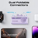 Promate Power Bank, 5000mAh Mini 20W USB-C - Lightning , Apple Watch Charger - LED Display Purple -  بطارية متنقلة - مع شاحن تايب سي + شاحن ايفون - سعة 5000 ملي امبير + شاشة رقميه + شاحن ساعة ابل - لأجهزة الاندرويد والايفون - كفالة 24 شهر
