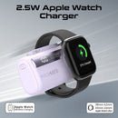 Promate Power Bank, 5000mAh Mini 20W USB-C - Lightning , Apple Watch Charger - LED Display Purple -  بطارية متنقلة - مع شاحن تايب سي + شاحن ايفون - سعة 5000 ملي امبير + شاشة رقميه + شاحن ساعة ابل - لأجهزة الاندرويد والايفون - كفالة 24 شهر