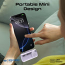 Promate Power Bank, 5000mAh Mini 20W USB-C - Lightning , Apple Watch Charger - LED Display Purple -  بطارية متنقلة - مع شاحن تايب سي + شاحن ايفون - سعة 5000 ملي امبير + شاشة رقميه + شاحن ساعة ابل - لأجهزة الاندرويد والايفون - كفالة 24 شهر