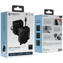 Powerology 100W TFT Adapter Retractable Type-C Cable - Black [O] - بلاك شاحن حائط - فتحتين للشحن السريع - قوة 100 واط + سلك شحن تايب سي + شاشة ديجيتال تبين معلومات الشحن - باورولوجي - كفالة 12 شهر