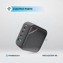 Powerology 100W Triple PD + 1 QC3.0 World Travel Kit - بلاك حائط شحن دولي - 4 فتحات للشحن - 3 فتحات تايب سي +1 فتحة يو اس بي - قوة 100 واط - كفالة 24 شهر