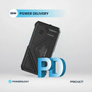 Powerology 27000mAh Solar Wireless Charging Power Bank PD 20W Black [O] - بطارية متنقلة سعة 27الف + شحن بالطاقة الشمسية - شحن لاسلكي  - قوة 20واط - باورولوجي - كفالة 24 شهر