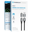 Powerology PD 240w 4-1 Cable 1M with Magnetic Head Zinc Alloy - Black - سلك شحن 240 واط - 4 في 1 - من يو اس بي + تايب سي - الى تايب سي - طول 1 متر - باور لوجي