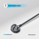 Powerology 6AC 2500W Power Strip - Black - بلاك موزع شحن - 6 منافذ كهرباء + 2 منفذين تايب سي - قوة 20 واط - 2 منفذين يو اس بي اي - طول 3 متر - كفاله 24 شهر