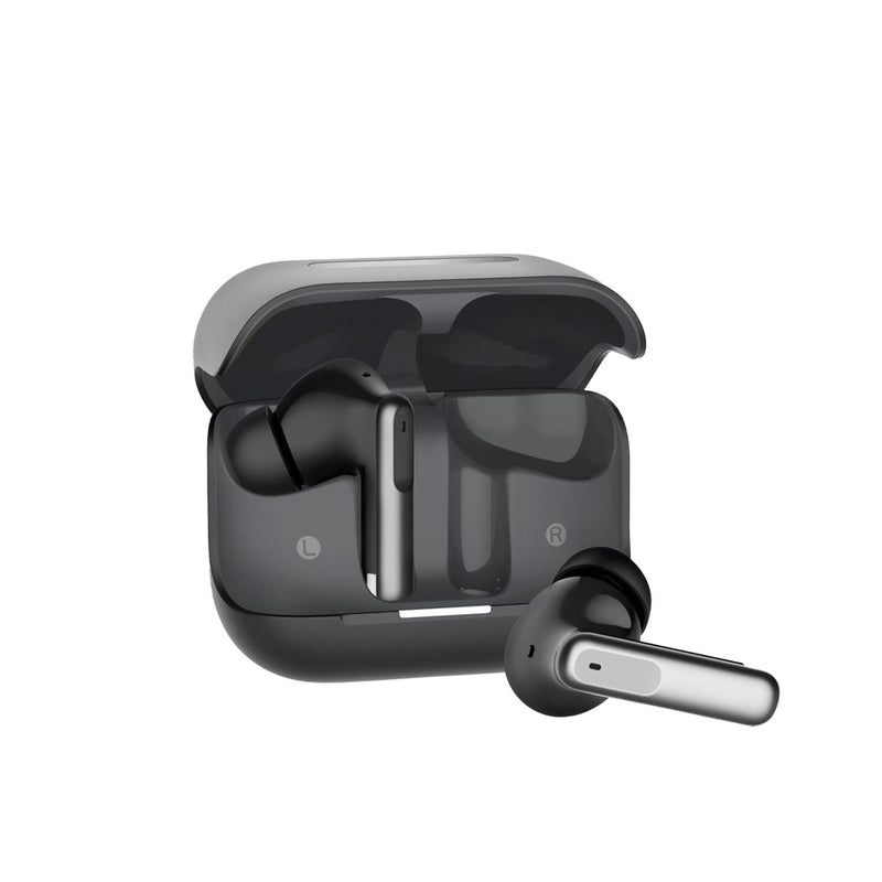Powerology 6 Mic Hybrid ANC + ENC True Wireless Buds - Black - سماعة باورولوجي - بلوتوث - خاصيه عزل الضوضاء - تدعم التحكم باللمس - كفالة 24 شهر
