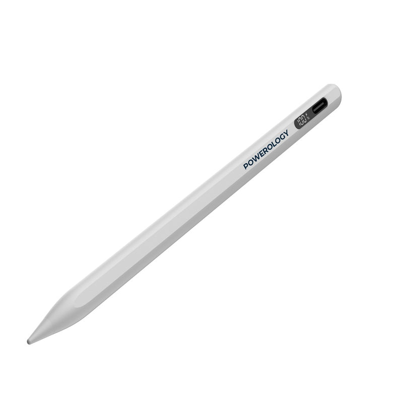 Powerology Digital Stylus 2018-2024 iPad Models – White [O] - قلم الكتروني - لأجهزة ايباد برو وميني 6 ( 2018 / 2024 ) وايباد اير 4 / 5 - باورولوجي - كفالة 24 شهر