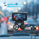 Powerology Dual Lens Dash Camera - Black - كاميرا سيارة من باورولوجي بجودة 4 ك -  ( اماميه + داخليه ) 2 في 1 - كفالة 12 شهر