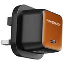 Powerology Nirvano 5-In-1 Power Travel Kit - Black/Orange - حقيبة السفر - 5 في 1 - حقيبة + بطارية متنقلة + شاحن حائط + شاحن سيارة + سلك شحن تايب سي - كفالة 12 شهر