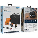 Powerology Nirvano 5-In-1 Power Travel Kit - Black/Orange - حقيبة السفر - 5 في 1 - حقيبة + بطارية متنقلة + شاحن حائط + شاحن سيارة + سلك شحن تايب سي - كفالة 12 شهر