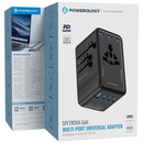 Powerology Spetrova GaN Multi-Port Universal Adapter PD 140W [O] - بلاك حائط شحن دولي - 7 فتحات للشحن - 6 فتحات تايب سي + 1 فتحة يو اس بي - قوة 140 واط - كفالة 24 شهر