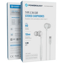 Powerology Type-C In-Ear Stereo Earphones - White - سماعة اذن - مع مايكروفون - تايب سي - كفالة 24 شهر