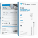 Powerology Type-C Mono Earphone (White) - سماعة اذن - مع مايكروفون - صوب واحد - تايب سي - كفالة 12 شهر