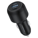 Powerology Ultra-Quick Car Charger 130W with 0.9m/3ft Type-C To Type-C Cable [O]  شاحن ولاعة مع كيبل تايب سي - بوراولجي - 1 منفذ يو اس بي + 2 تايب سي - كفالة 18 شهر