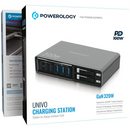 Powerology Univo Charging Station PD 100W - Black - موزع شاحن + 6 فتحات للشحن + 2 سلك شحن تايب سي - قوة 100 واط - طول 1.5 متر - كفالة 24 شهر
