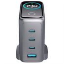 Powerology Voltflow GaN Wall Charger PD 140W - Black [O] - شاحن حائط تايب سي - 3 فتحات للشحن السريع + فتحة يو اس بي - باورولوجي - قوة 140 واط - كفالة 12 شهر