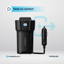 Powerology 150w Cup Holder Power Inverter - شاحن سيارة + محول طاقة - 2 في 1 - 1 منفذ كهرباء 12 فولت - 1 منفذ يو اس بي - 2 منفذين تايب سي - قوة 150 واط - كفالة 24 شهر