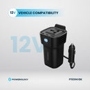 Powerology 150w Cup Holder Power Inverter - شاحن سيارة + محول طاقة - 2 في 1 - 1 منفذ كهرباء 12 فولت - 1 منفذ يو اس بي - 2 منفذين تايب سي - قوة 150 واط - كفالة 24 شهر