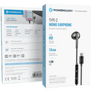 Powerology Type-C Mono Earphone (Black) - سماعة اذن - مع مايكروفون - صوب واحد - تايب سي - كفالة 12 شهر