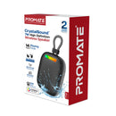 Promate CrystalSound™ 7W High-Definition Wireless Speaker Black [BO]- سماعة سبيكر - بلوتوث - ضد الماء - كفالة 12 شهر