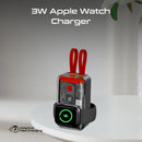 Promate 10000mAh Transparent Smartphone and Apple Watch Charging Power Bank with USB-C & Lightning Cable - Red [BO] - بطارية متنقلة - سعة 10000 - سلك شاحن أيفون + تايب سي - 1 منفذ تايب سي + شاحن ساعة ابل - 1 منفذ يو اس بي - شاشة رقمية - كفالة 12 شهر
