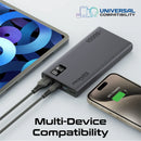 Promate 20W Power Bank PD Dual USB-C and 22.5W USB-A 10000mAh Black [BO] - بطارية متنقلة + منفذين تايب سي + منفذ للشحن السريع - سعة 10000ملي أمبير - كفالة 12 شهر