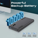 Promate 20W Power Bank PD Dual USB-C and 22.5W USB-A 10000mAh Black [BO] - بطارية متنقلة + منفذين تايب سي + منفذ للشحن السريع - سعة 10000ملي أمبير - كفالة 12 شهر