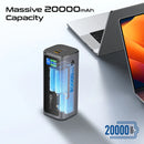 Promate Aluminum Crafted With Retractable USB-C Cable 130W & TFT LCD Screen Power Bank 20000mAh - Black [BO] - بطارية متنقلة - بروميت - قوة 20000 + تايب سي - 1 منفذ تايب سي - 1 منفذ يو اس بي - قوة 130واط - كفالة 12 شهر