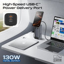 Promate Aluminum Crafted With Retractable USB-C Cable 130W & TFT LCD Screen Power Bank 20000mAh - Black [BO] - بطارية متنقلة - بروميت - قوة 20000 + تايب سي - 1 منفذ تايب سي - 1 منفذ يو اس بي - قوة 130واط - كفالة 12 شهر