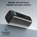 Promate Aluminum Crafted With Retractable USB-C Cable 130W & TFT LCD Screen Power Bank 20000mAh - Black [BO] - بطارية متنقلة - بروميت - قوة 20000 + تايب سي - 1 منفذ تايب سي - 1 منفذ يو اس بي - قوة 130واط - كفالة 12 شهر